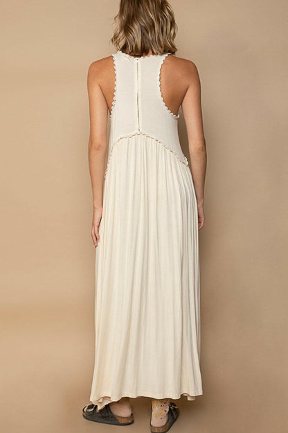 POL Sleeveless Back Zipper Front Slit Maxi Dress.