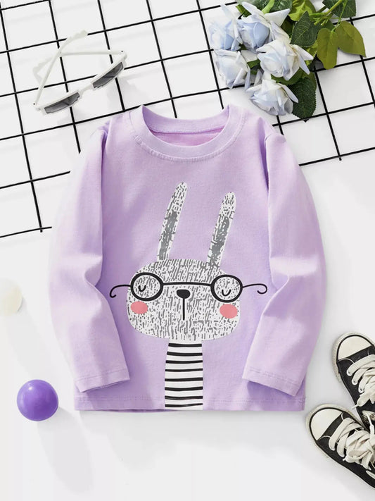 Lavender Cartoon Rabbit Long Sleeve Kids Cotton T Shirt Simply Love