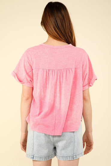 VERY J Nochted Short Sleeve Washed T-Shirt.