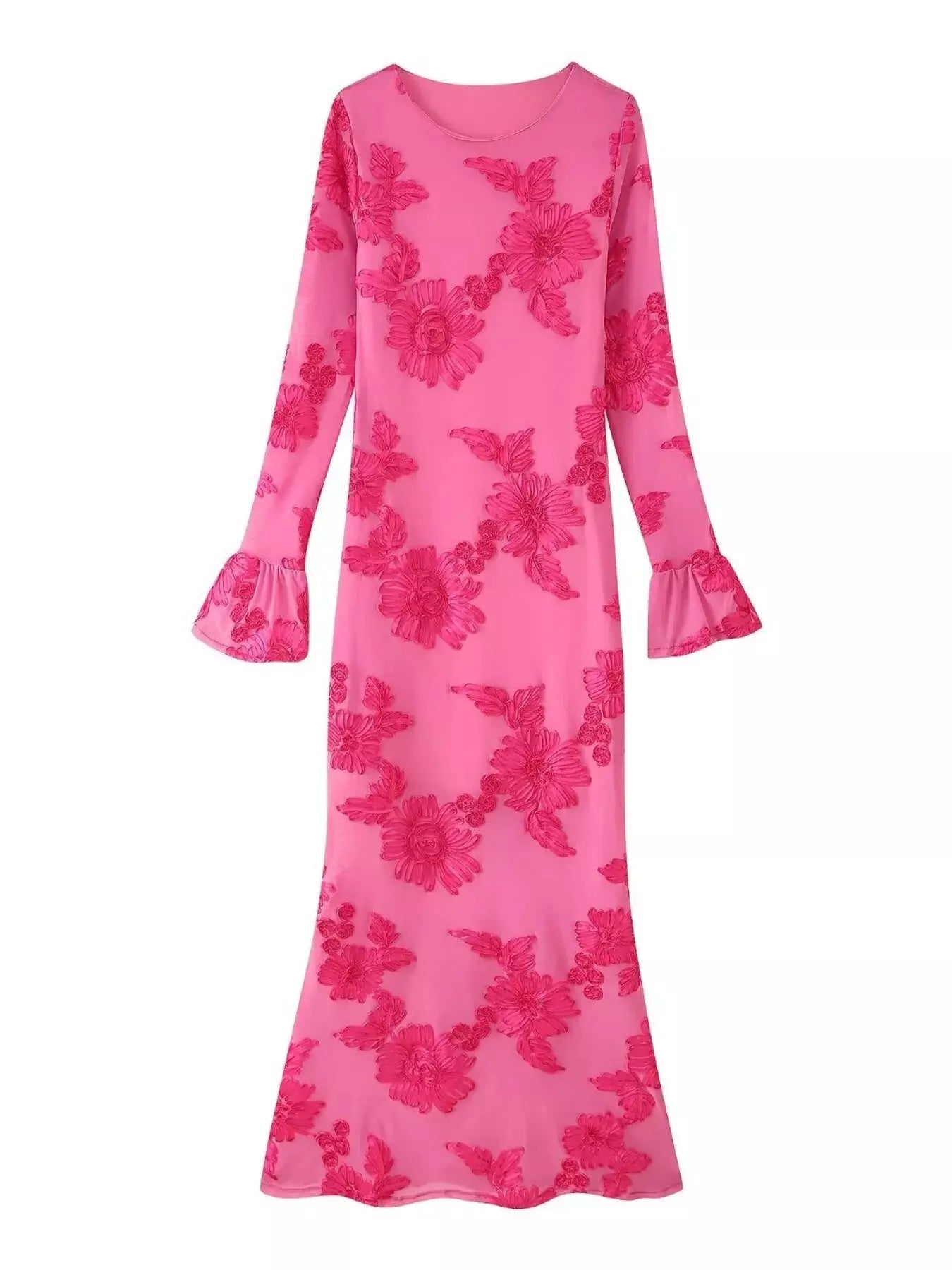 Floral Flounce Sleeve Round Neck Dress Simply Love