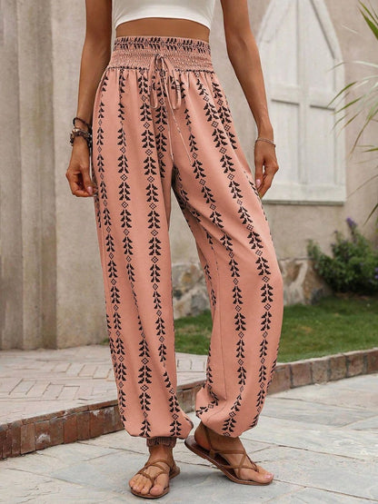 Tied Printed High Waist Pants.