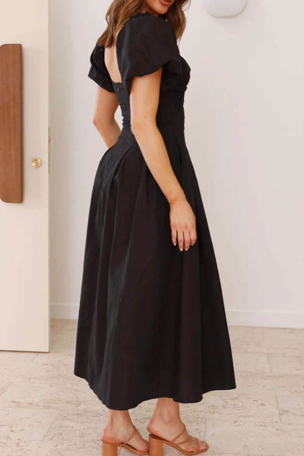 Sweet Serenity Puff Sleeve Midi Dress