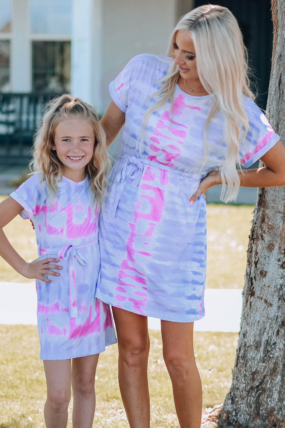 Women Tie-Dye Belted T-Shirt Dress Coco’s Tee Boutique