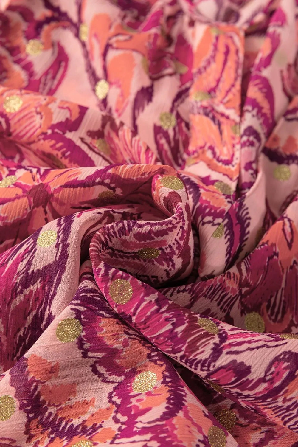 Floral Print Ruffled Puff Short Sleeve Blouse