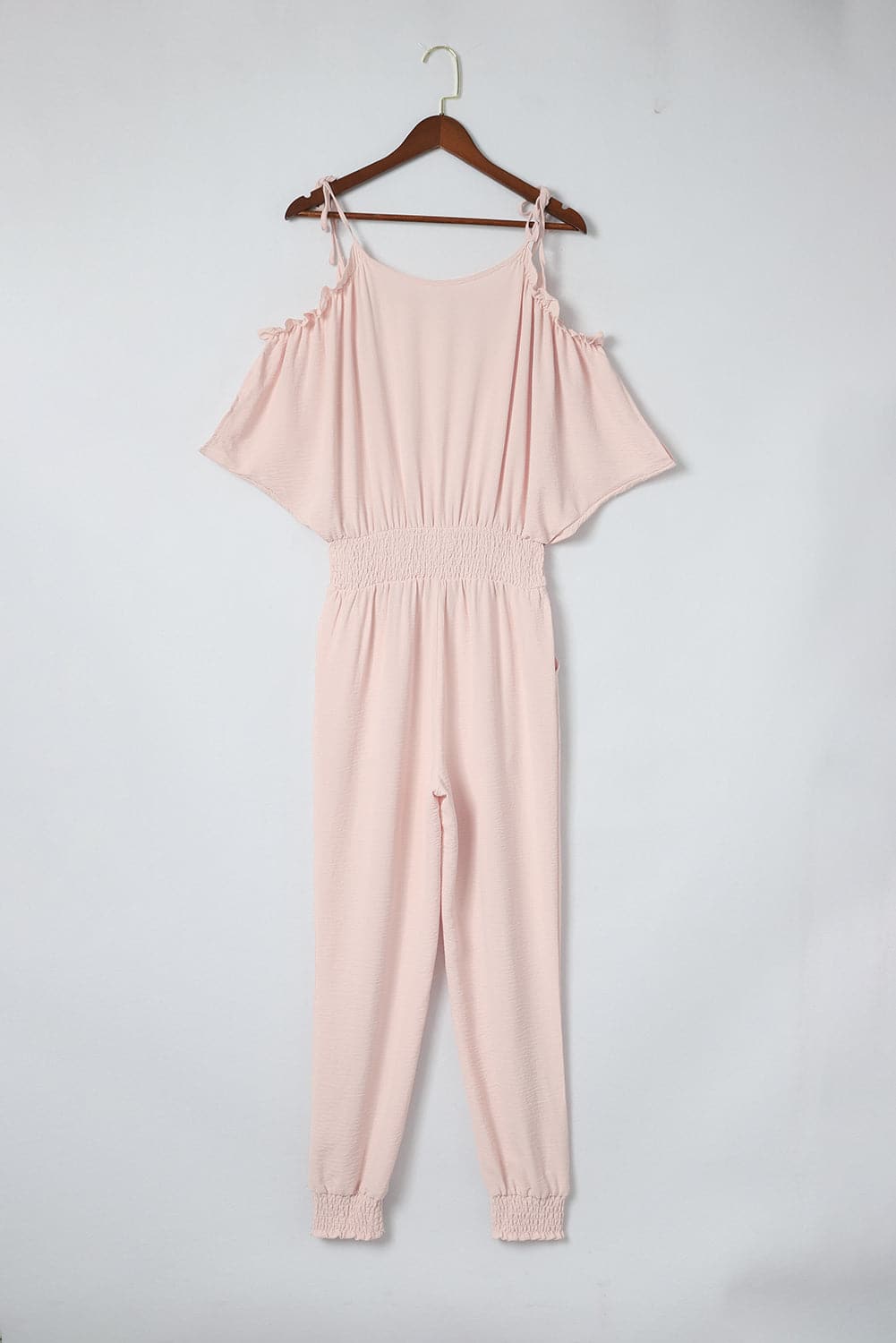 Frill Surplice Cold Shoulder Jumpsuit.