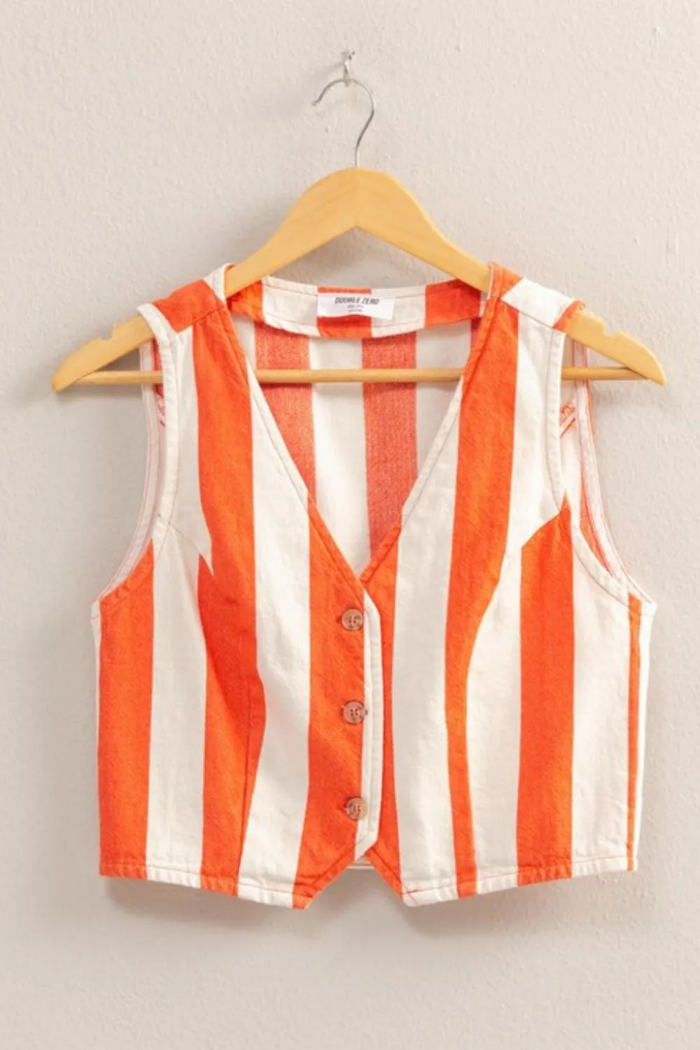 HYFVE Woven Striped V-Neck Button Down Vest - Love Salve 
