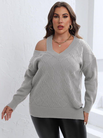 Plus Size Cutout V-Neck Sweater.