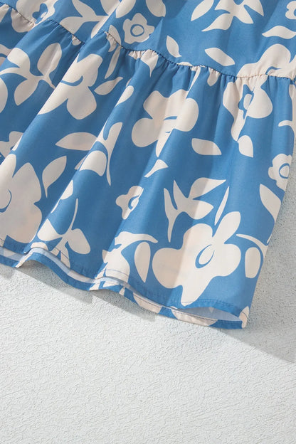 Floral Flutter Shoulder Tiered Flowy Midi Dress