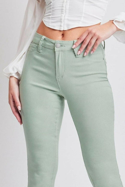 Hyperstretch Mid-Rise Skinny Jeans by YMI Jeanswear.