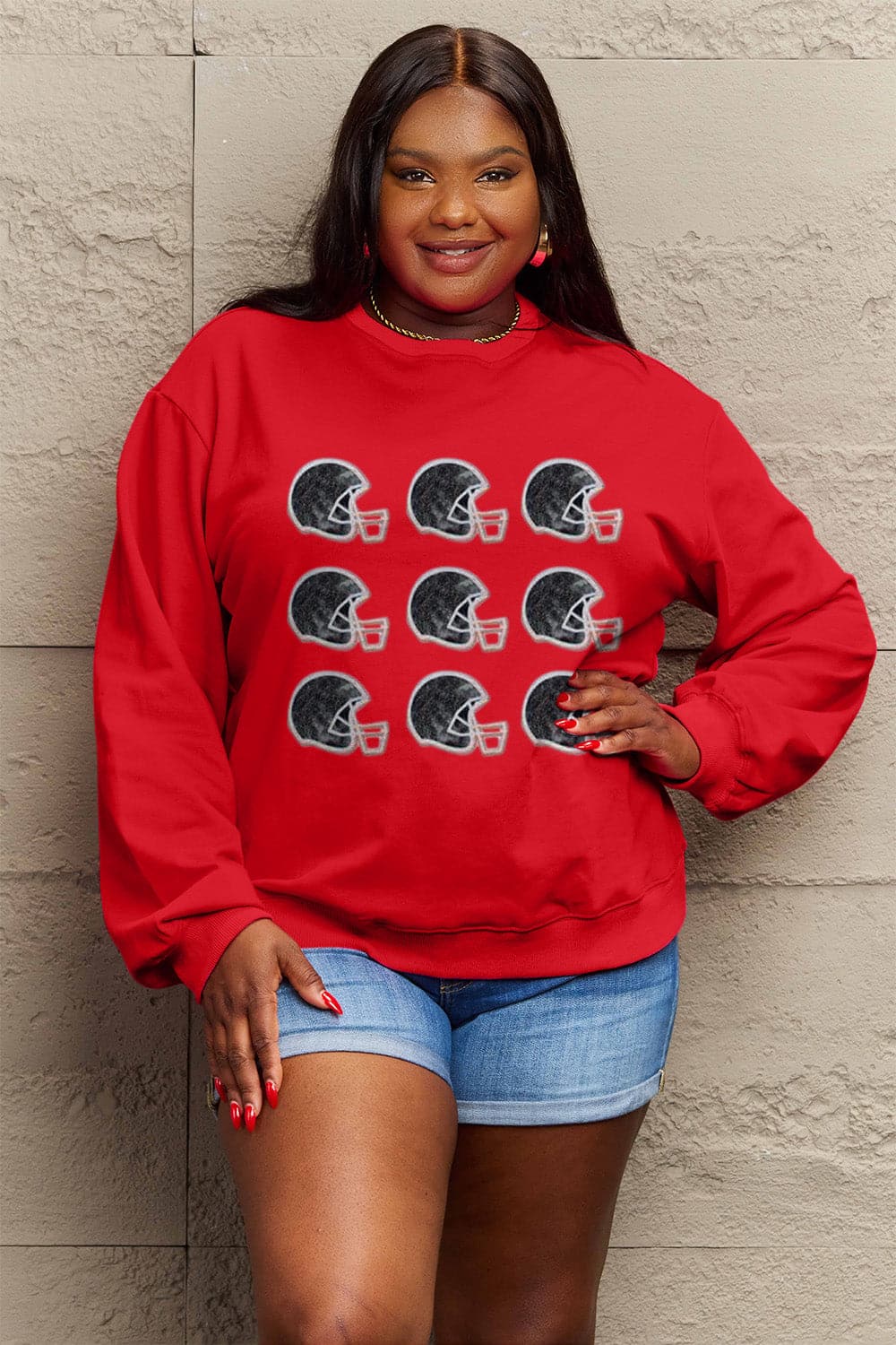 Simply Love Full Size Graphic Round Neck Sweatshirt.