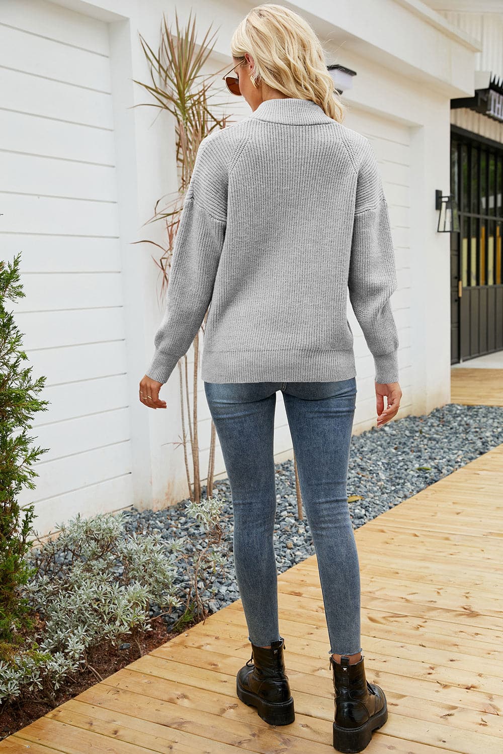 Quarter-Zip Collared Neck Sweater.