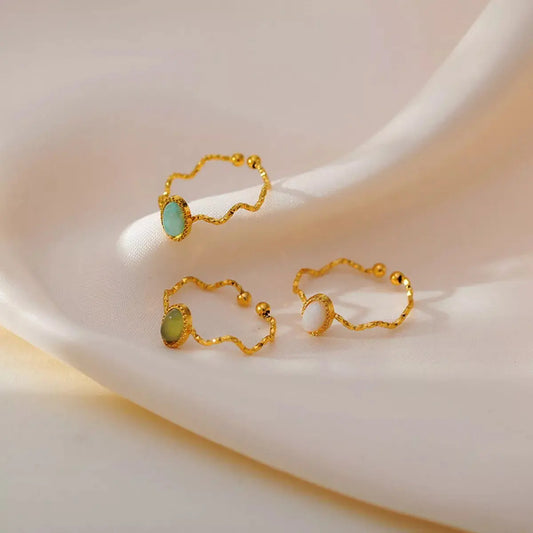 18K Gold-Plated Wave Open Ring Simply Love