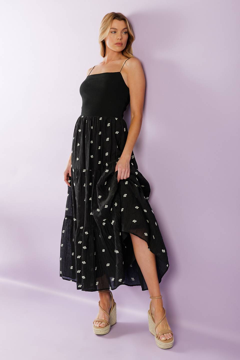 FADE INTO YOU WOVEN MIDI DRESS - Love Salve