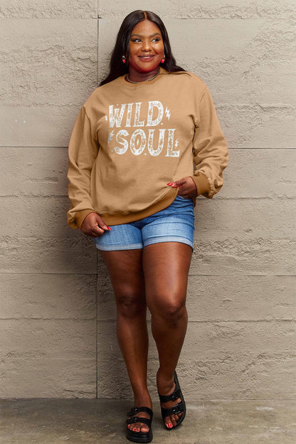 Simply Love Full Size WILD SOUL Graphic Sweatshirt.