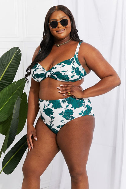 Marina West Swim Take A Dip Twist High-Rise Bikini in Forest.