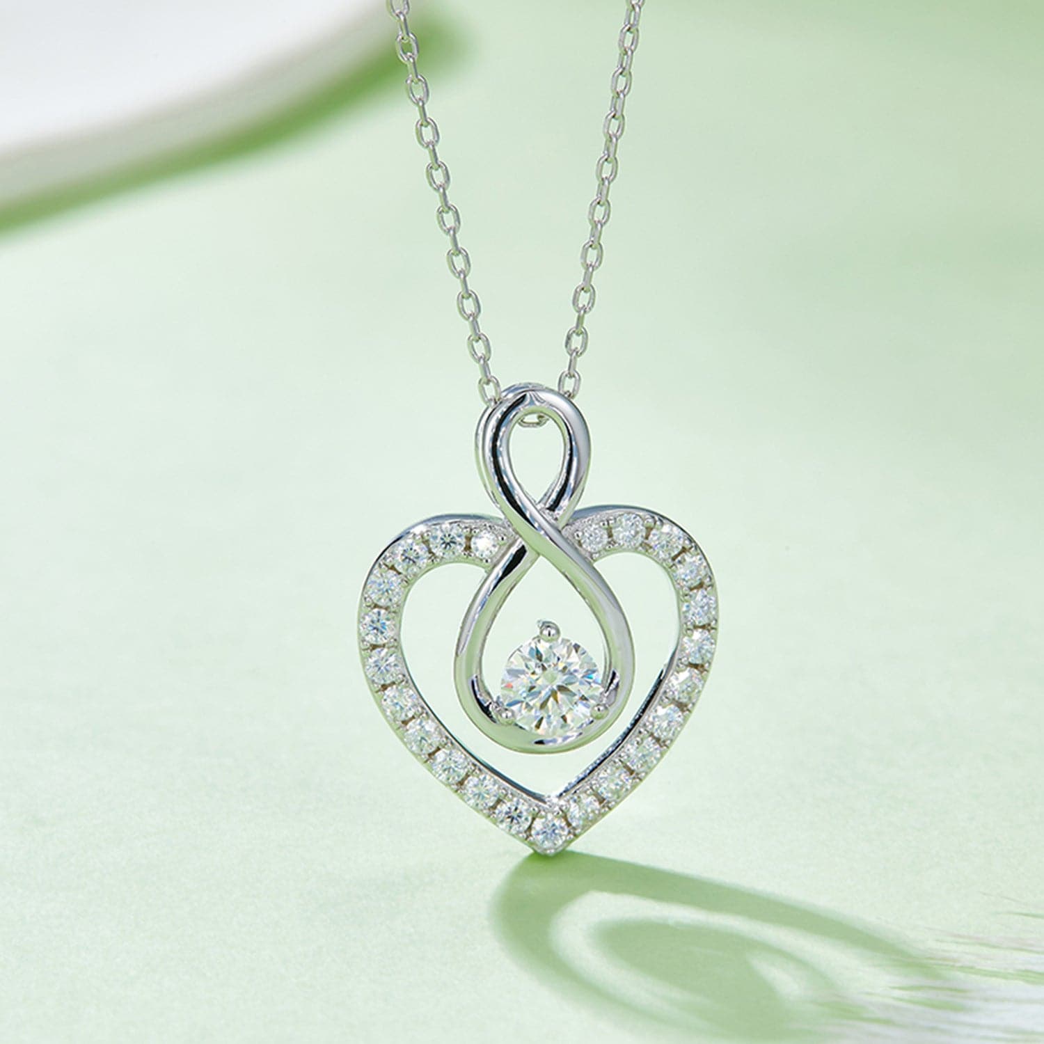 1 Carat Moissanite 925 Sterling Silver Heart Shape Necklace.