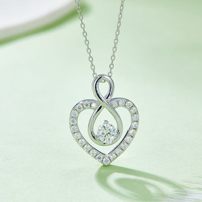 1 Carat Moissanite 925 Sterling Silver Heart Shape Necklace.