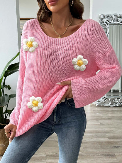 Floral long sleeve pullover for women