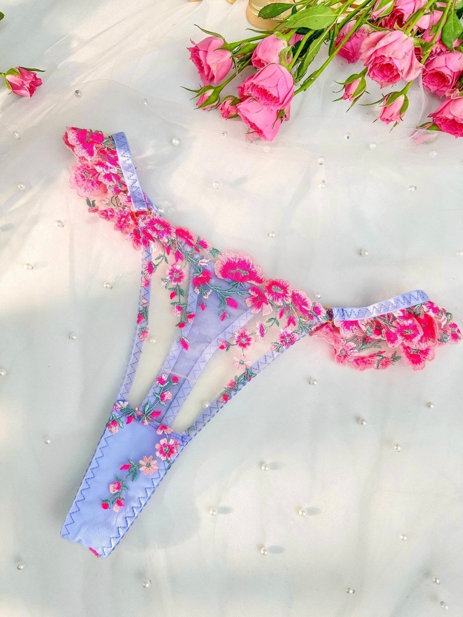Fantasy Pink Bloom Embroidery Lingerie Set - Love Salve 
