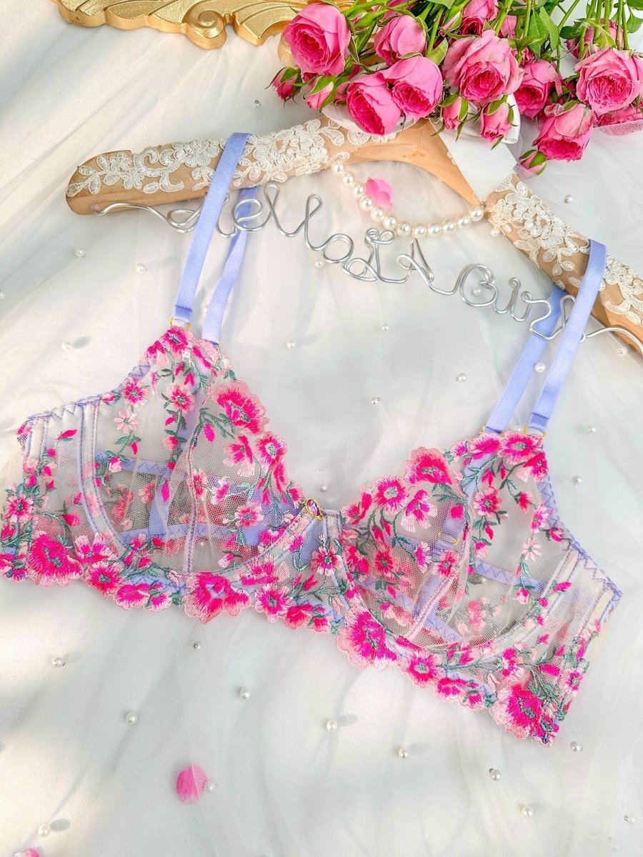 Fantasy Pink Bloom Embroidery Lingerie Set - Love Salve 