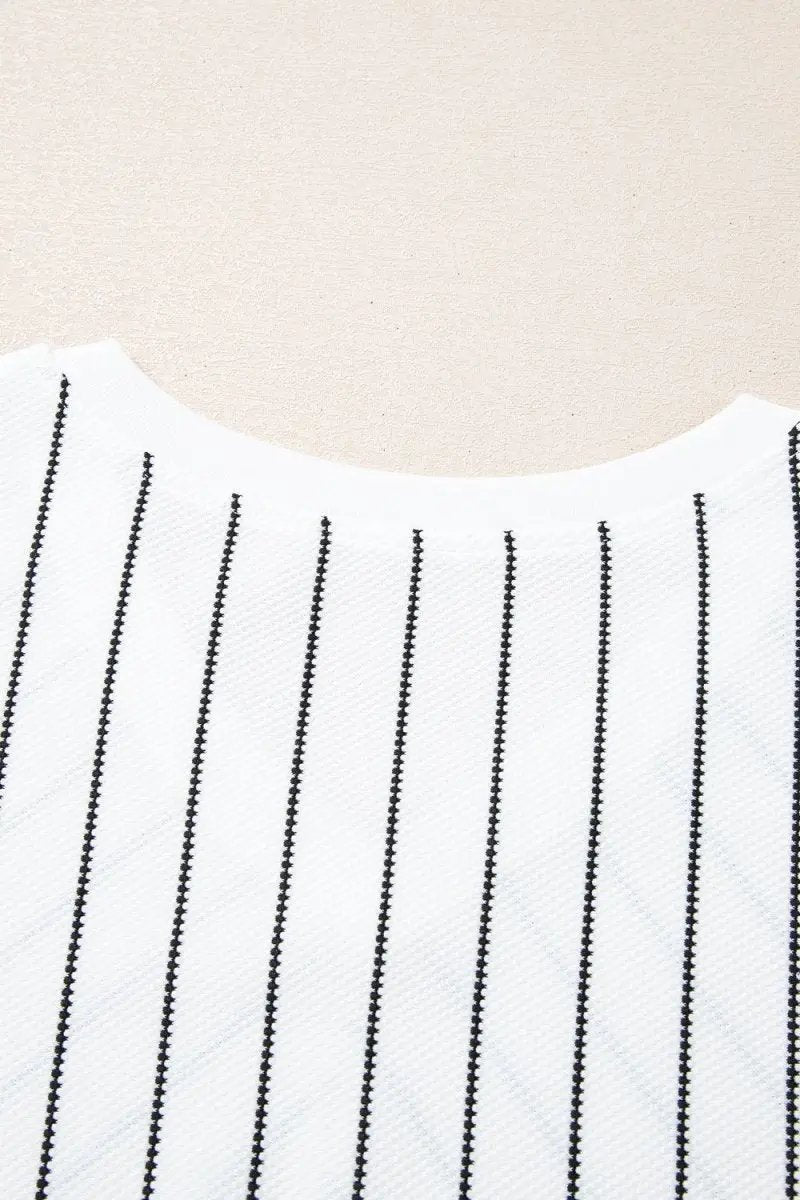 Fashionable Striped V-Neck Long Sleeve Blouse for Women - Love Salve 