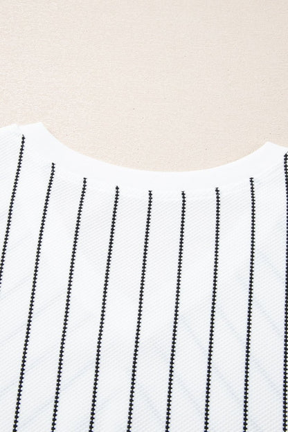 Fashionable Striped V-Neck Long Sleeve Blouse for Women - Love Salve 