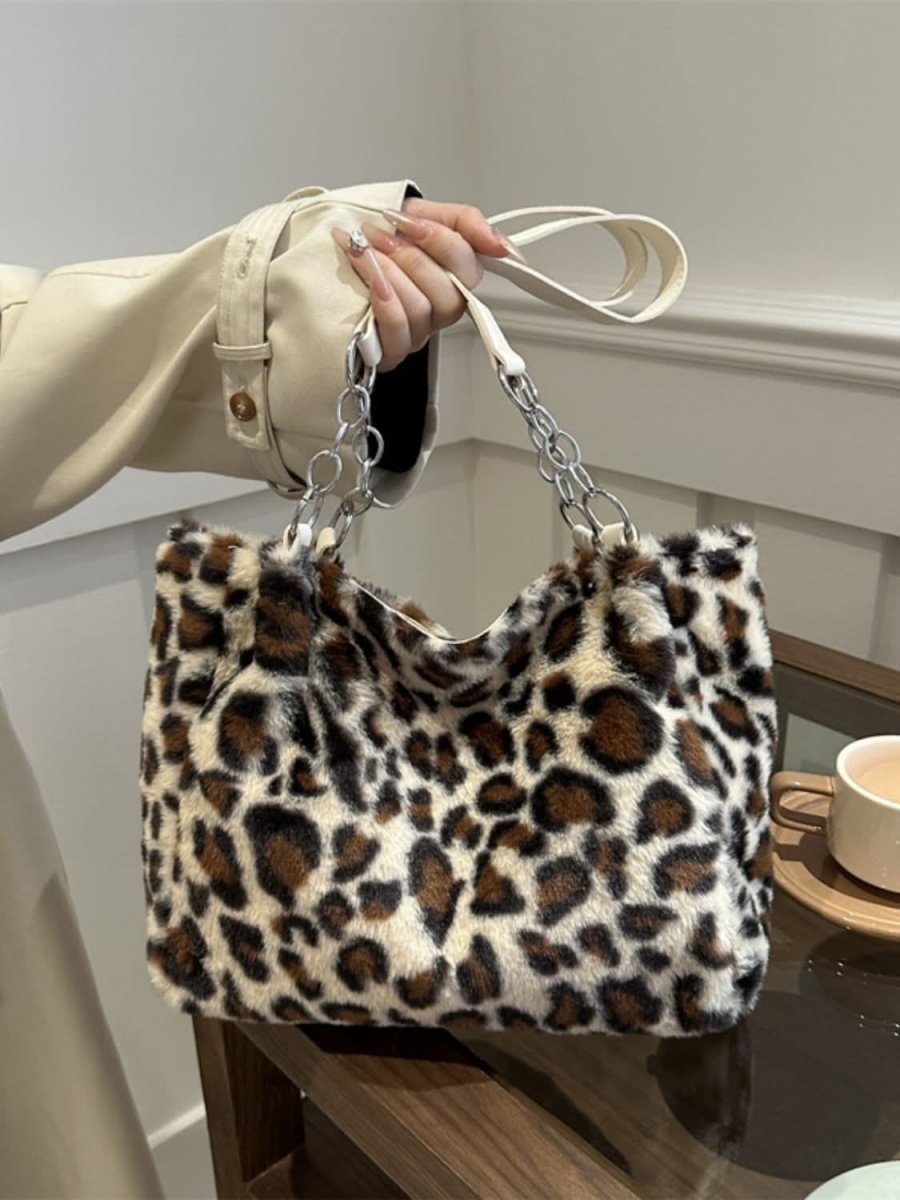 Faux Fur Leopard Shoulder Bag - Love Salve 