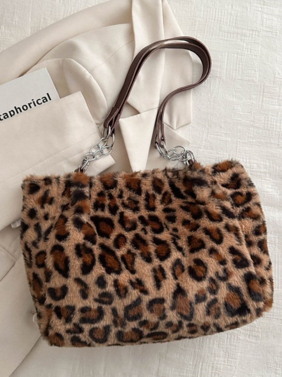 Faux Fur Leopard Shoulder Bag - Love Salve 
