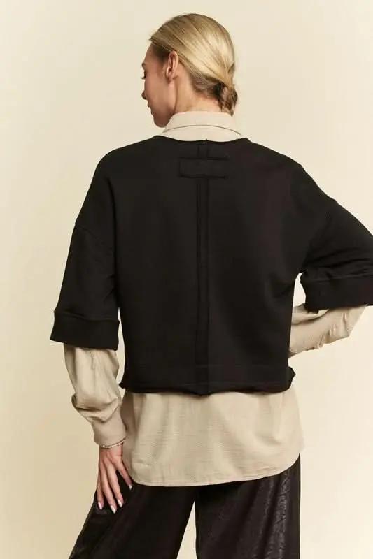 Faux Layered French Terry Contrast Top by Davi & Dani - Love Salve 