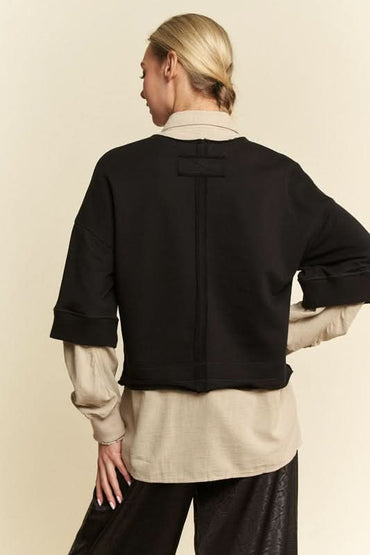 Faux Layered French Terry Contrast Top by Davi & Dani - Love Salve 