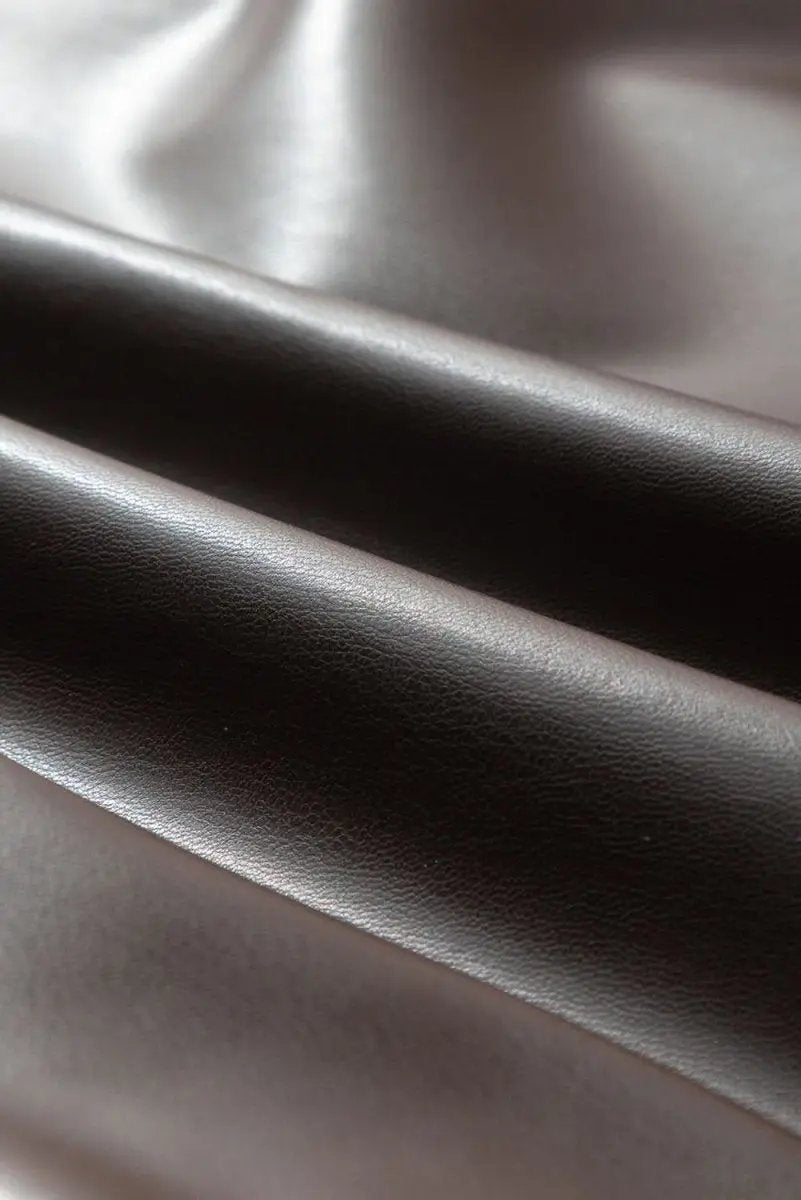 Faux Leather Floral Bubble Sleeve Shift Blouse with Frilled Stand Neck in Four Leaf Clover - Love Salve 