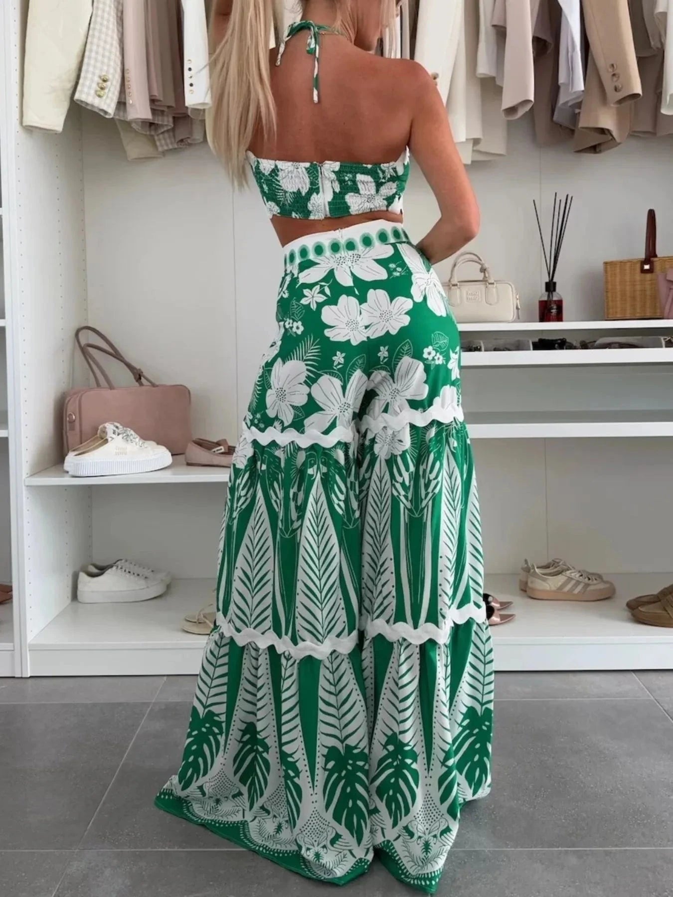 Printed Halter Neck Cami and Skirt Set Coco’s Tee Boutique