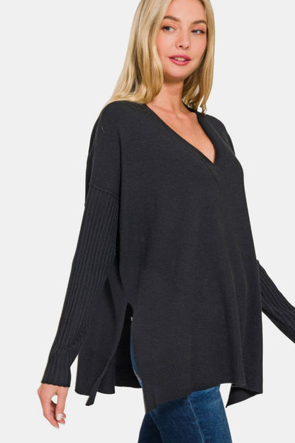 Chic v-neck high-low sweater