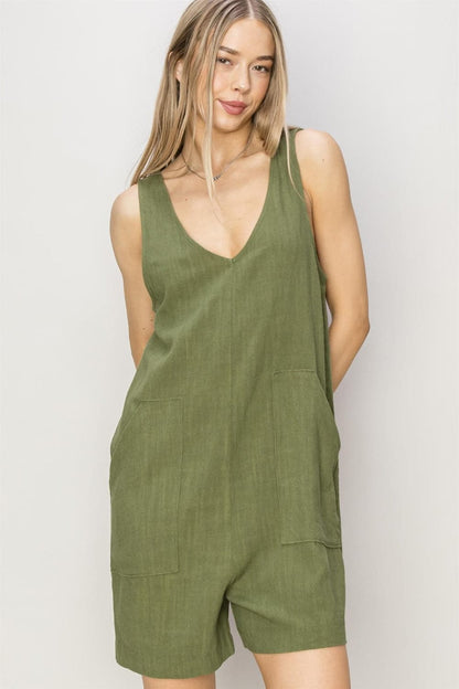 HYFVE V-Neck Sleeveless Romper with Pockets.