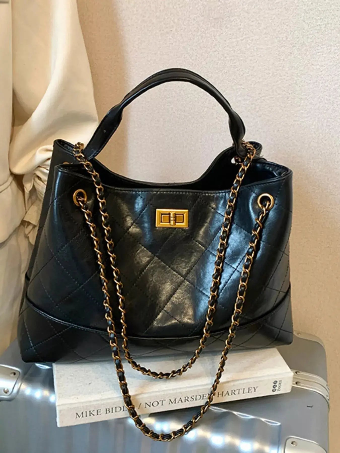 Quilted Leather Chain Strap Crossbody Bag Simply Love