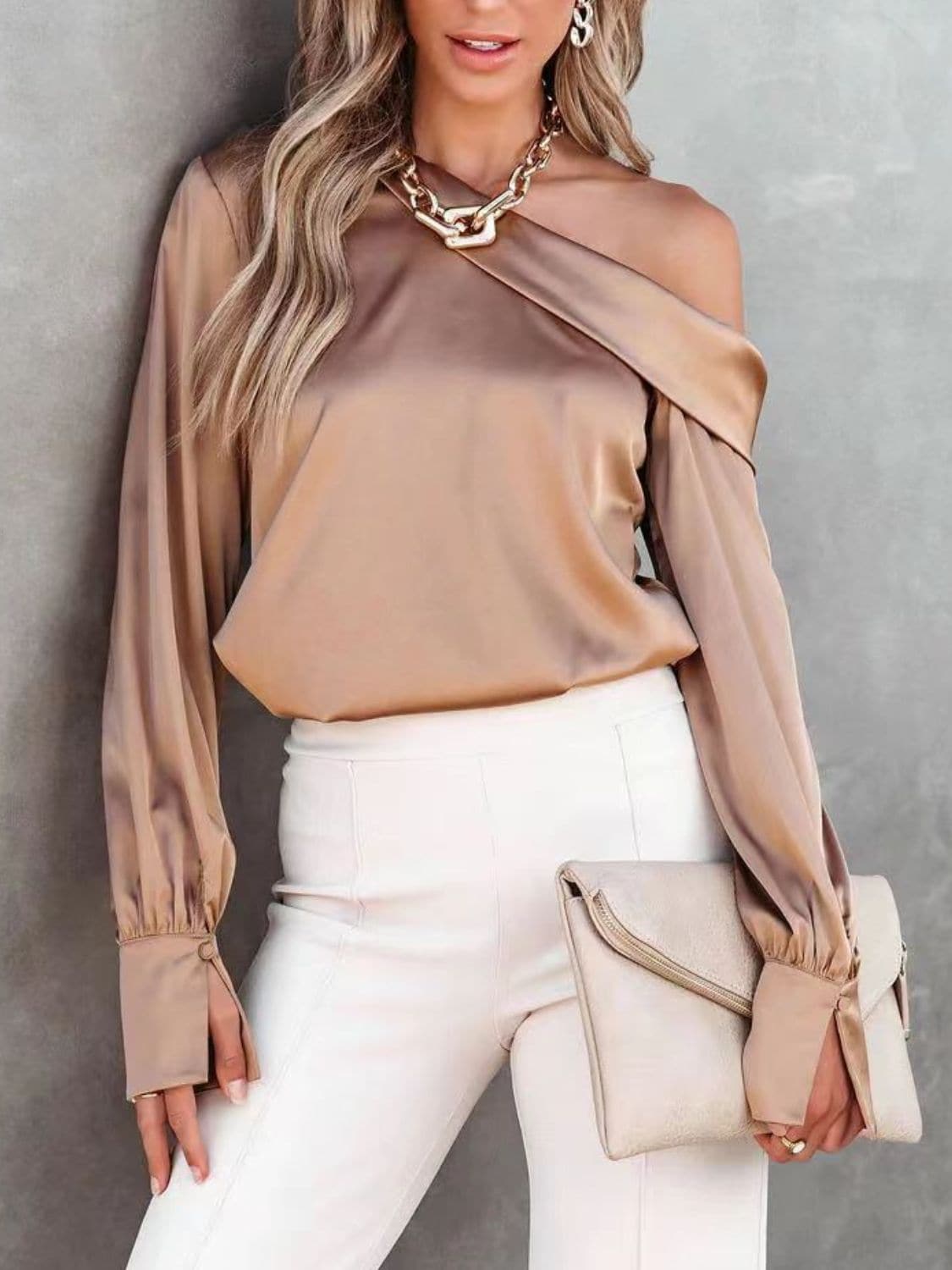 Chic asymmetrical long sleeve top