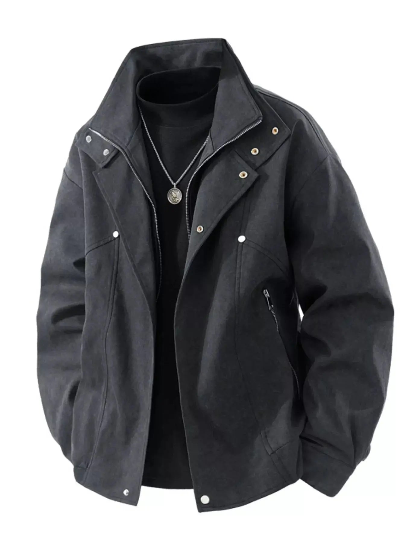 Men's Plus Size Casual Stand Collar Zipper Jacket Simply Love