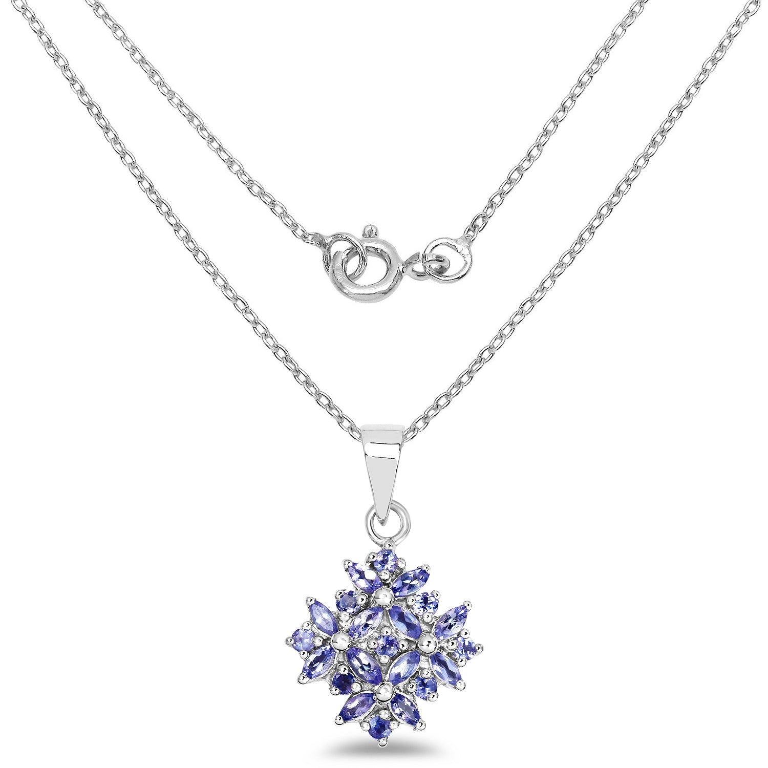 1.50 Carat Genuine Tanzanite .925 Sterling Silver Pendant