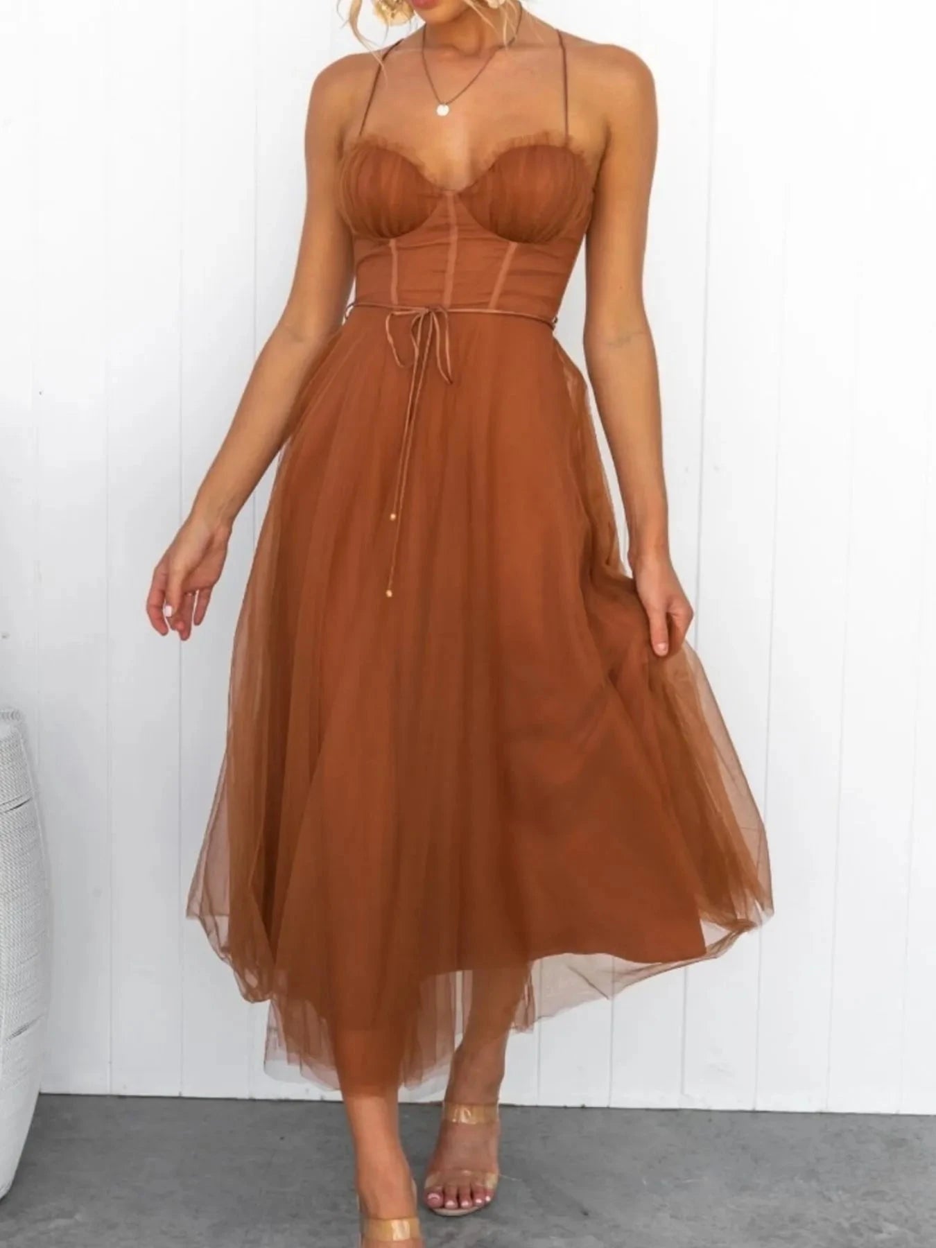 Sweetheart Neck Tulle Midi Dress Coco’s Tee Boutique