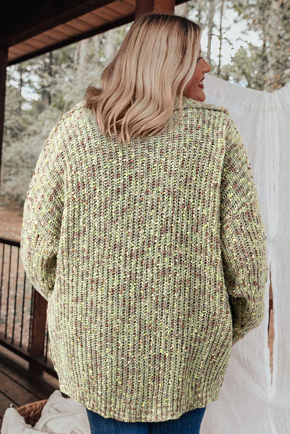 Sage green knit plus size cardigan for cozy comfort