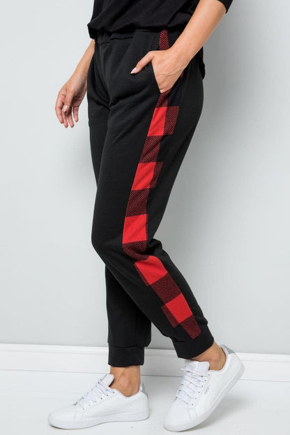 Plaid side print lounge pants for stylish comfort