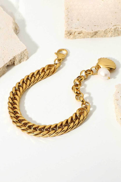 18K Gold-Plated Curb Chain Bracelet.