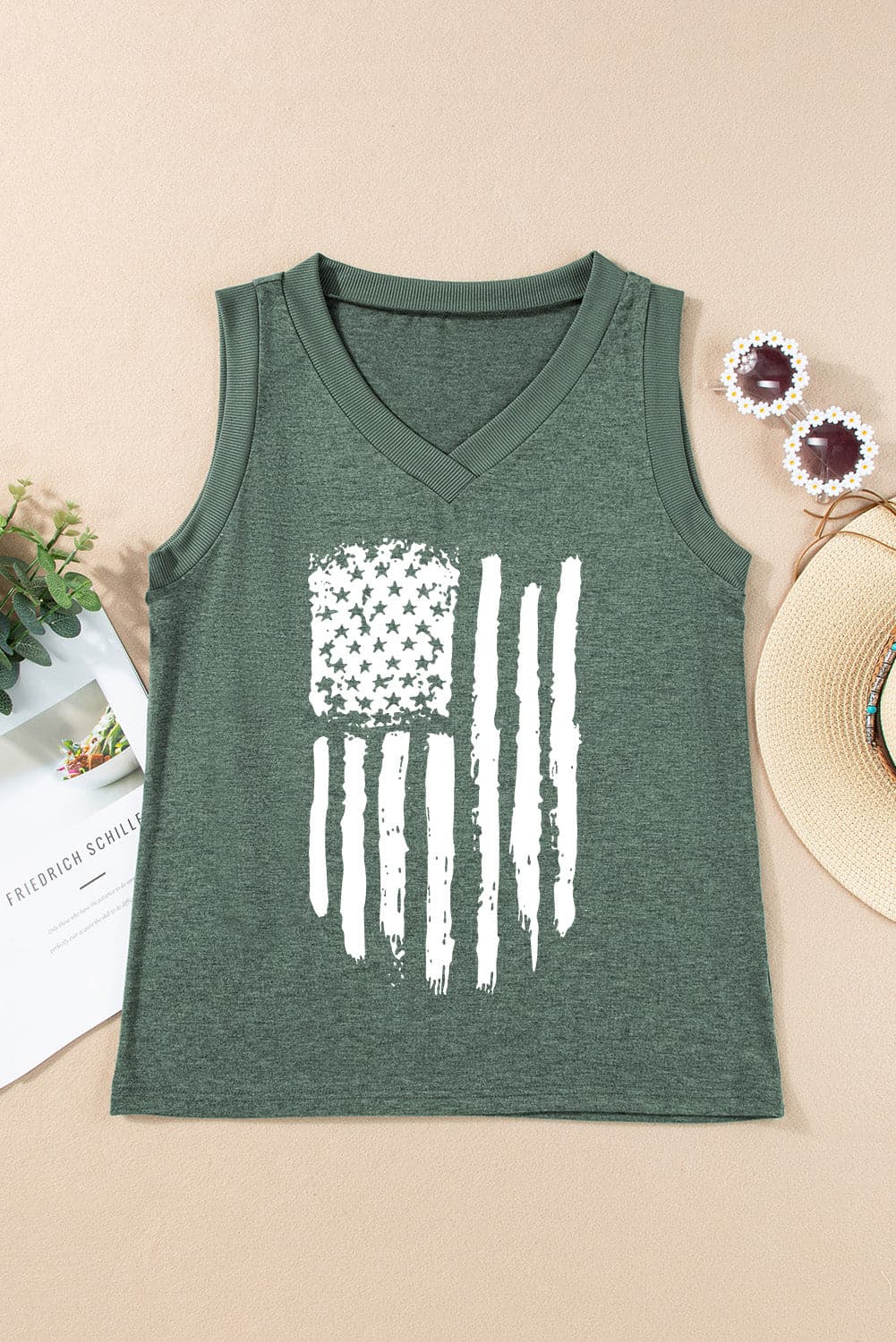 US Flag V-Neck Tank.