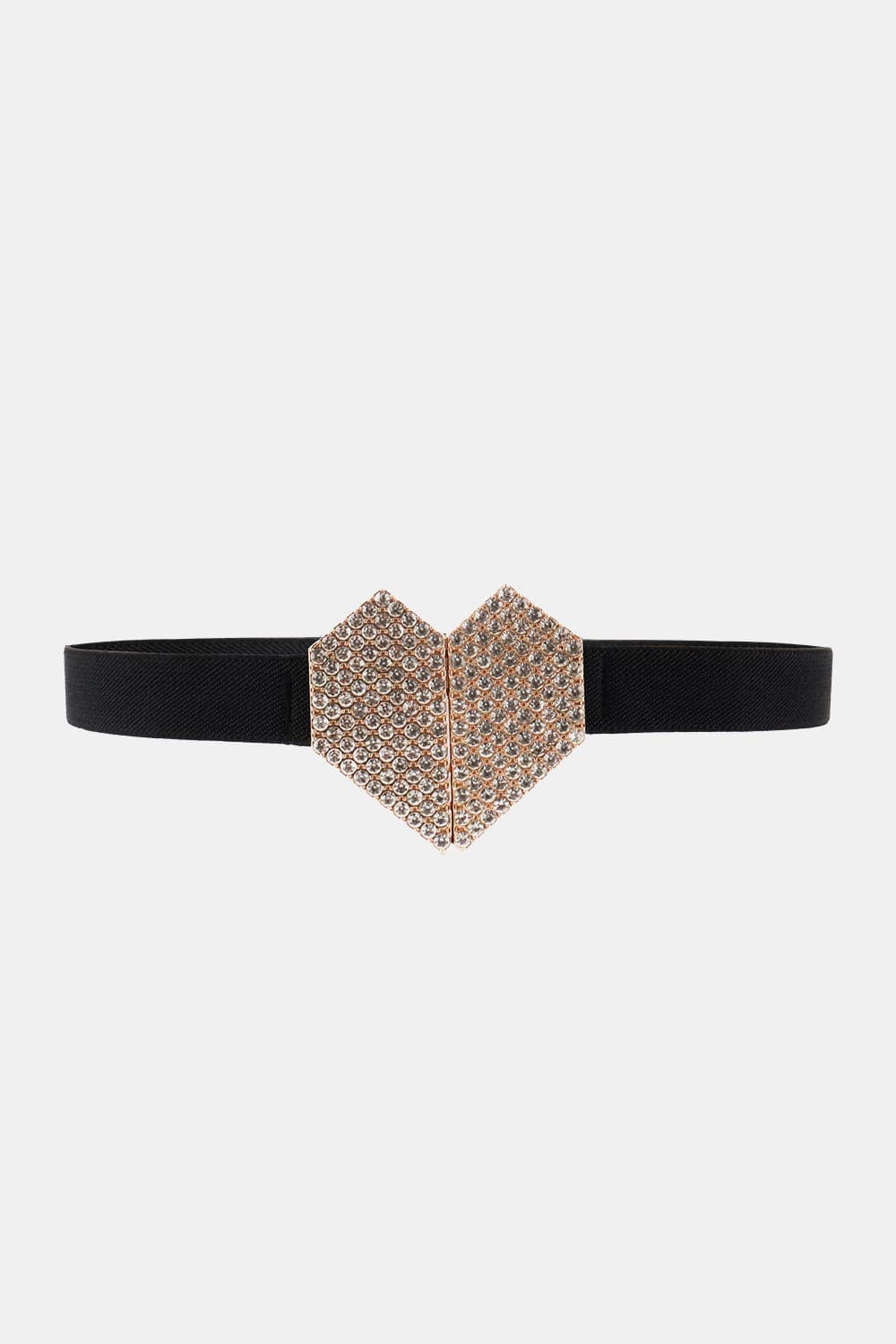 Rhinestone Heart Buckle Elastic Belt.