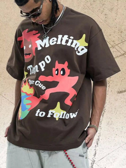 Men's Graphic Round Neck Oversized T-Shirt Simply Love