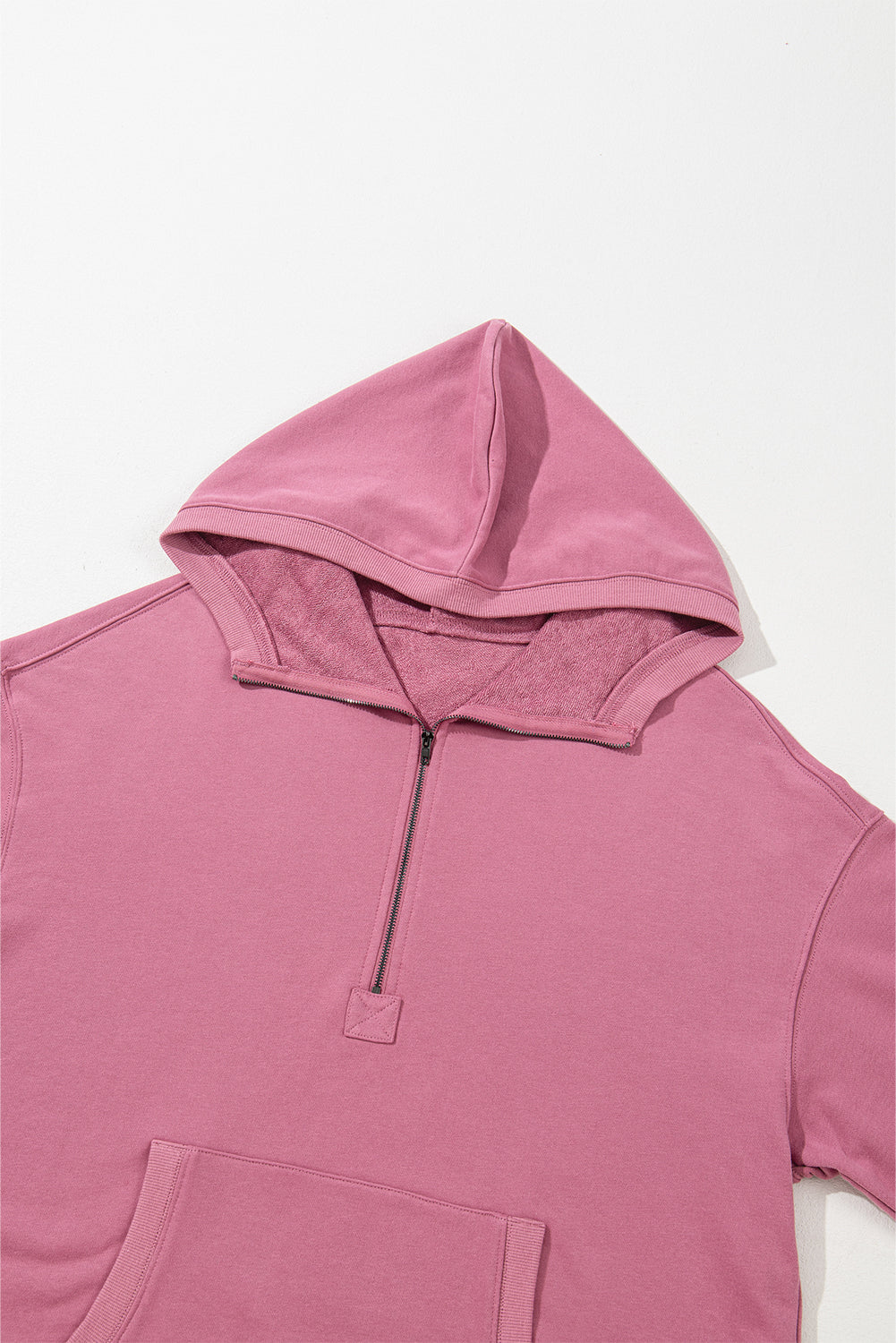 Valerian Solid Kangaroo Pocket Half Zipper Oversized Hoodie