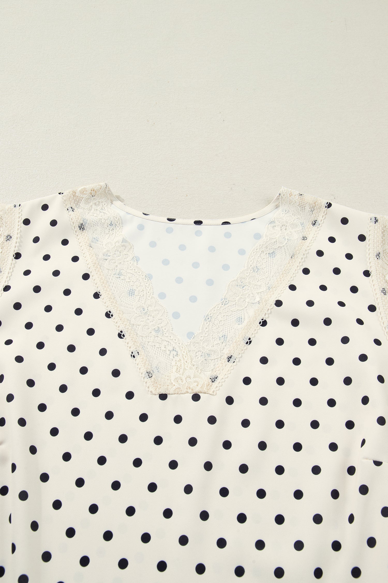 Apricot Plus Size Polka Dot Print Lace Trim V Neck Sleeveless Top - Love Salve