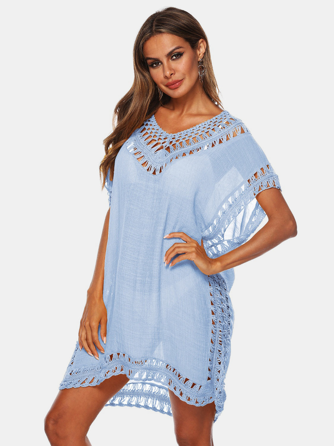 Cutout V-Neck Short Sleeve Cover-Up Coco’s Tee Boutique