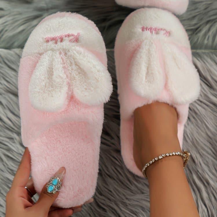 Cozy rabbit ear slippers - flats