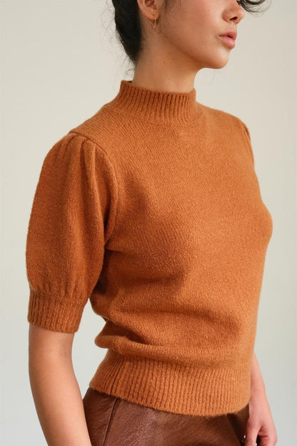 HYFVE Mock Neck Puff Sleeve Sweater.